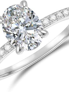 1 CT 14K Gold Classic Halo Moissanite Engagement/Promise 4-Prong White Gold, 9.5